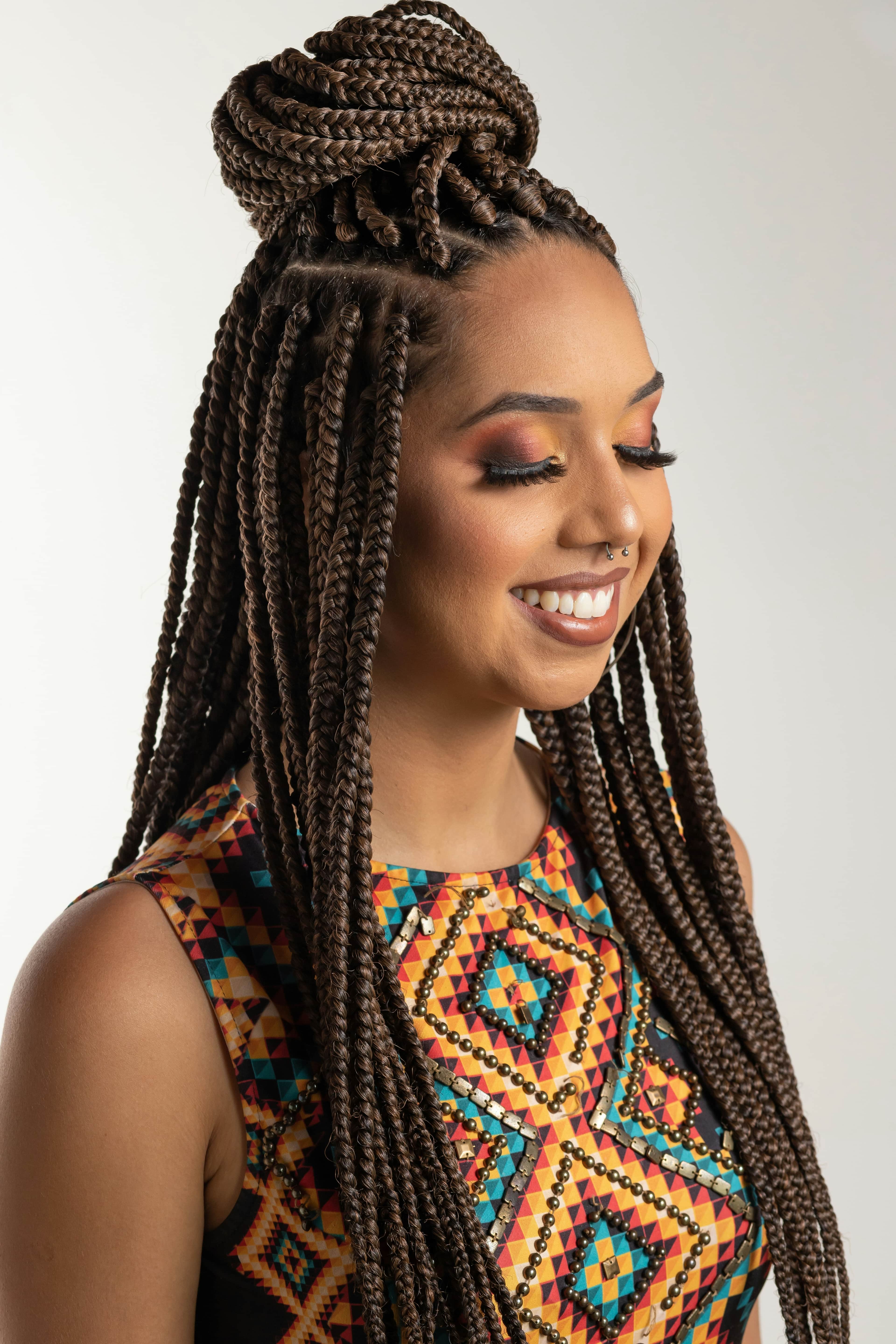 Long box braids styling